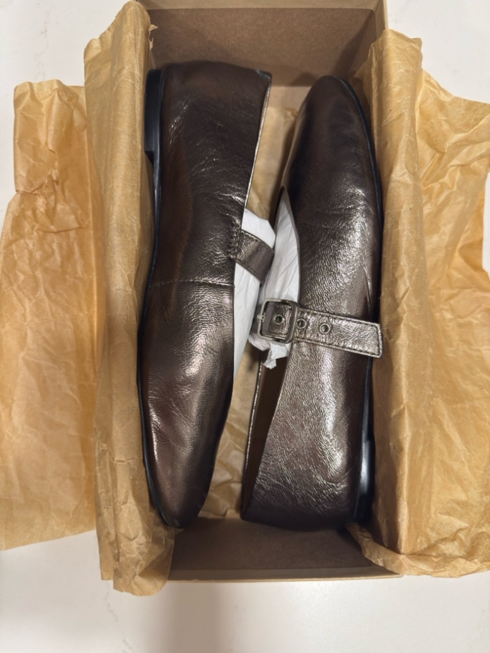 Madewell Leather Mary Jane Flats - Pewter - Picture 4 of 12